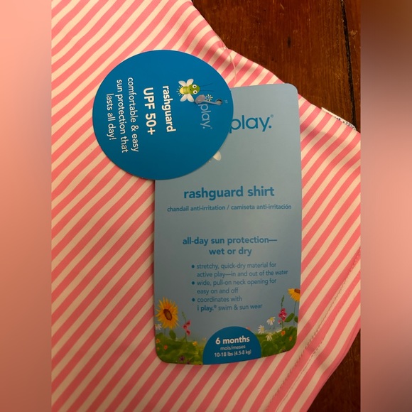 IPlay Rashguard Swim Shirt- Pink Stripe- 6 Months - Picture 4 of 6